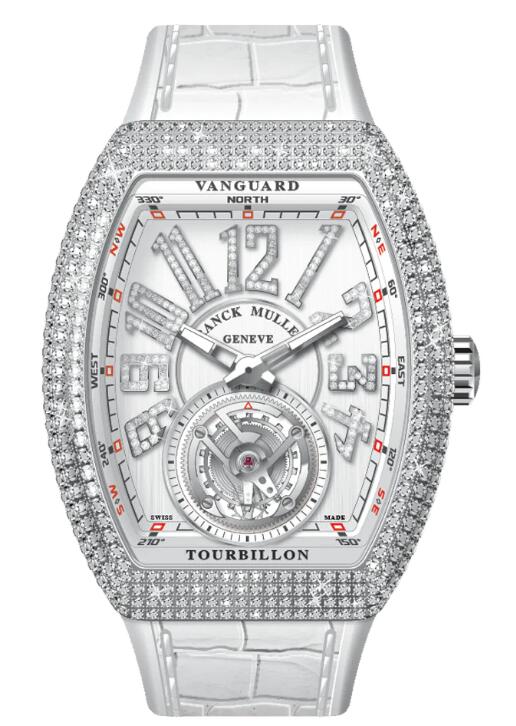 Buy Franck Muller Vanguard Tourbillon Stainless Steel White Diamonds Case and Numerals- White Replica Watch for sale Cheap Price V 41 T D NBR CD (NR) (AC) (NR DIAM AC)